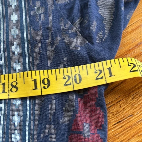 Lucky Brand mixed print boho top. Embroidery on sleeves and shoulders. Small. - Picture 7 of 11